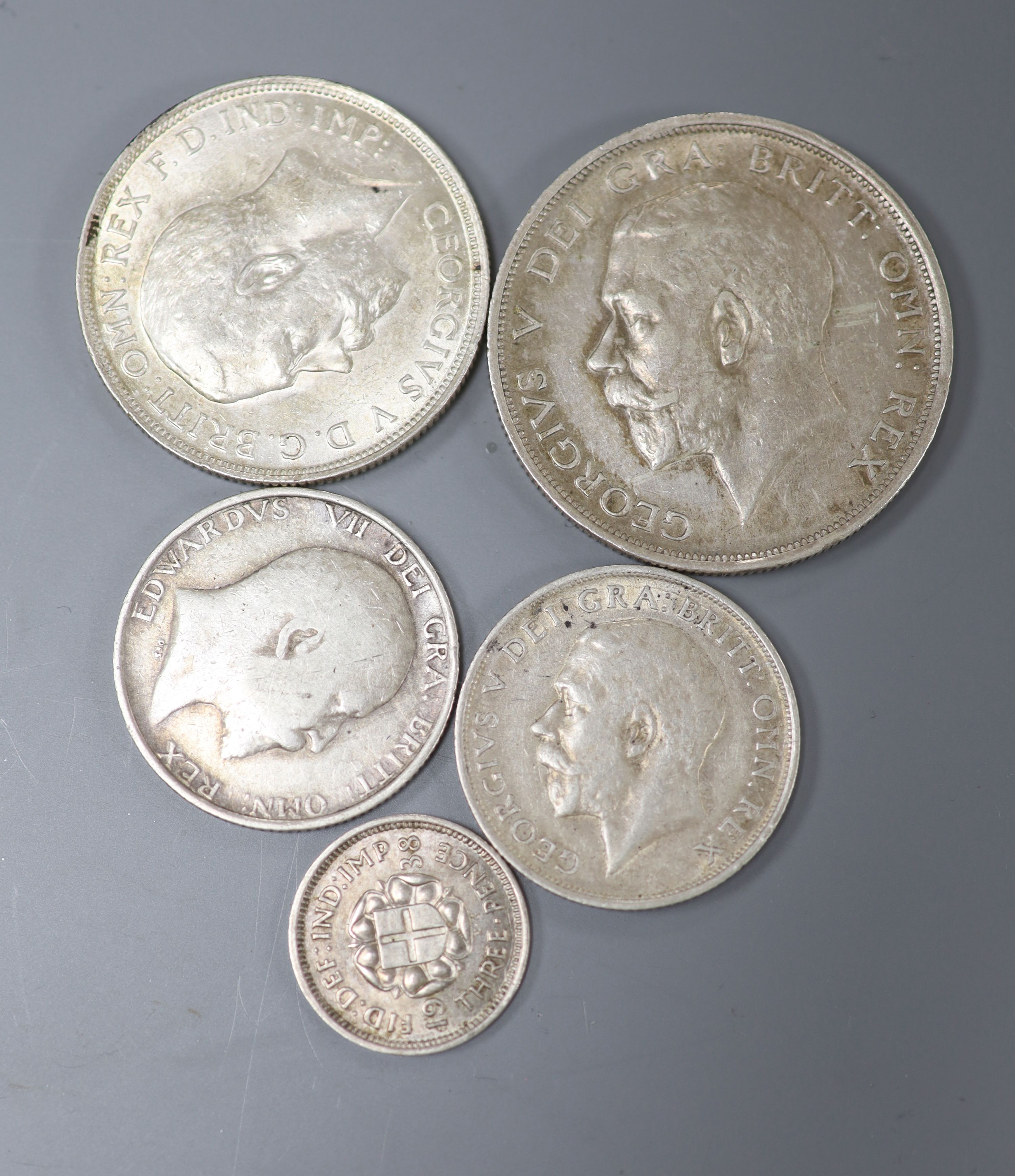 Edward VII to George VI silver coins,